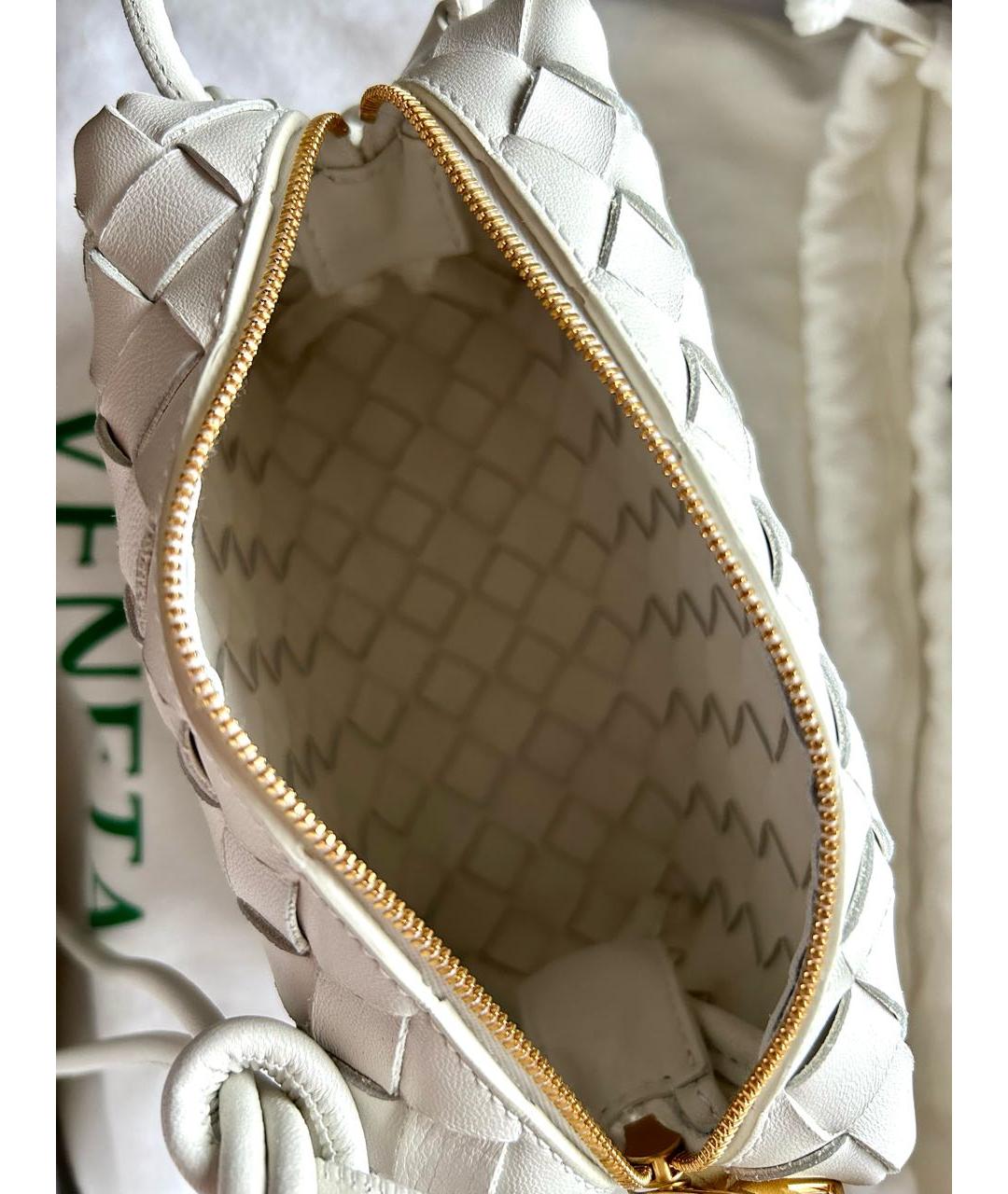 BOTTEGA VENETA Белая кожаная сумка через плечо, фото 6