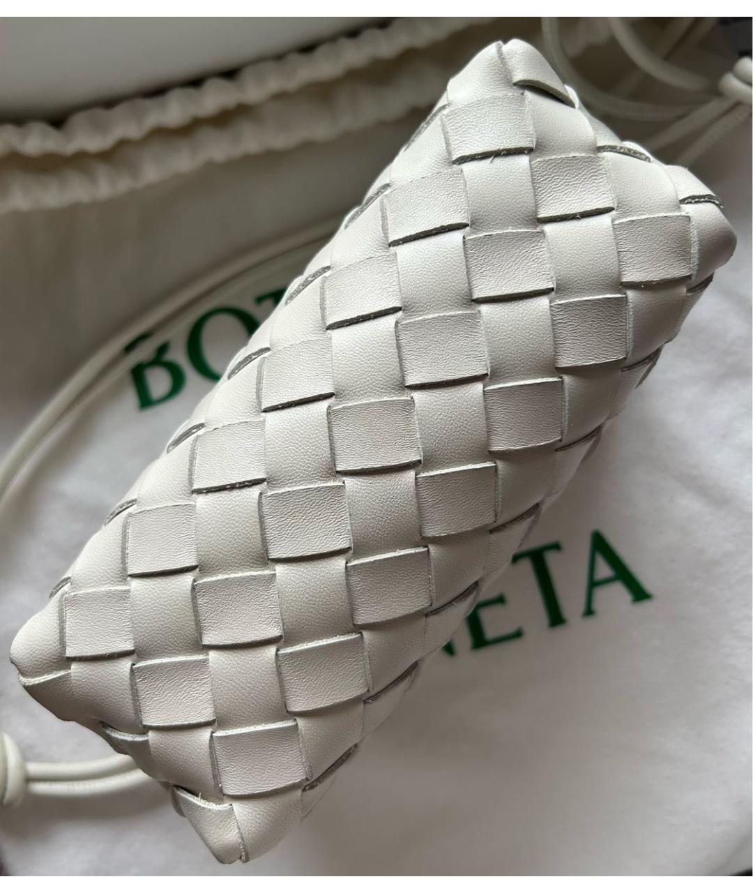 BOTTEGA VENETA Белая кожаная сумка через плечо, фото 5