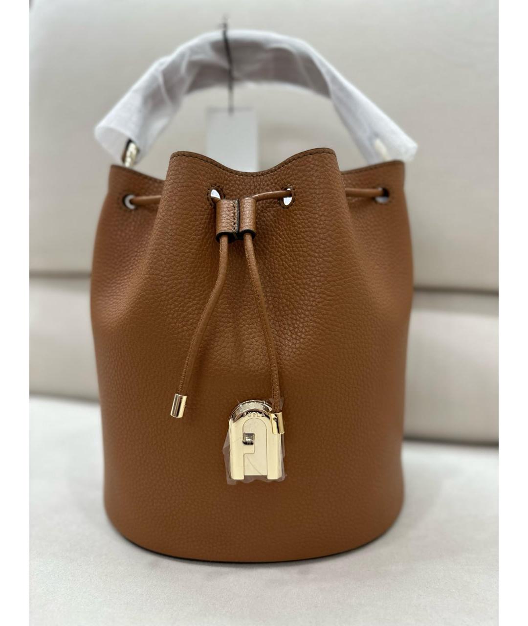 FURLA Коричневая кожаная сумка через плечо, фото 4