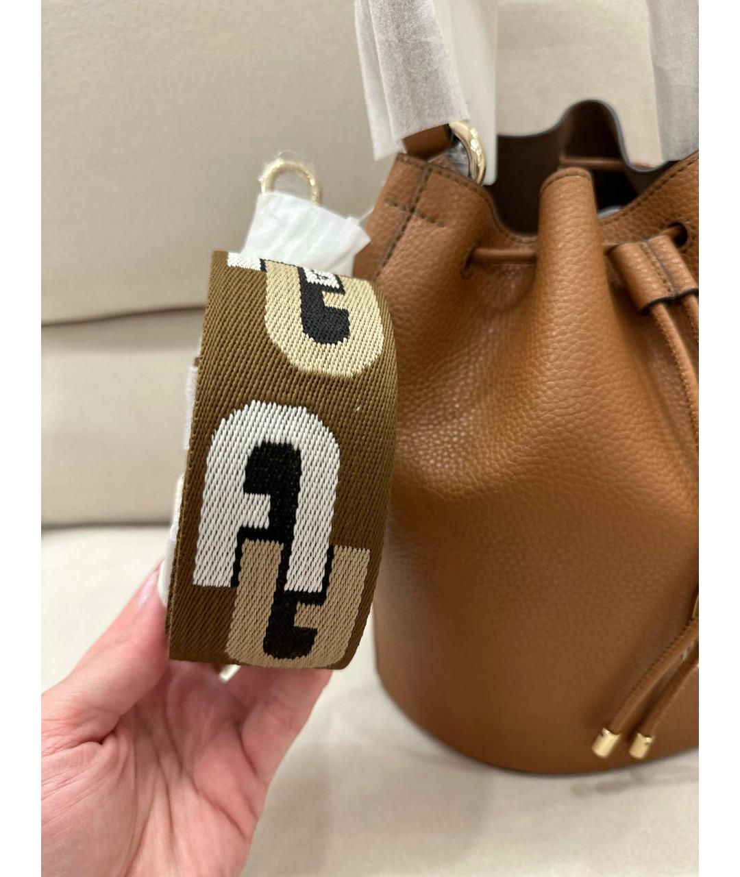 FURLA Коричневая кожаная сумка через плечо, фото 5