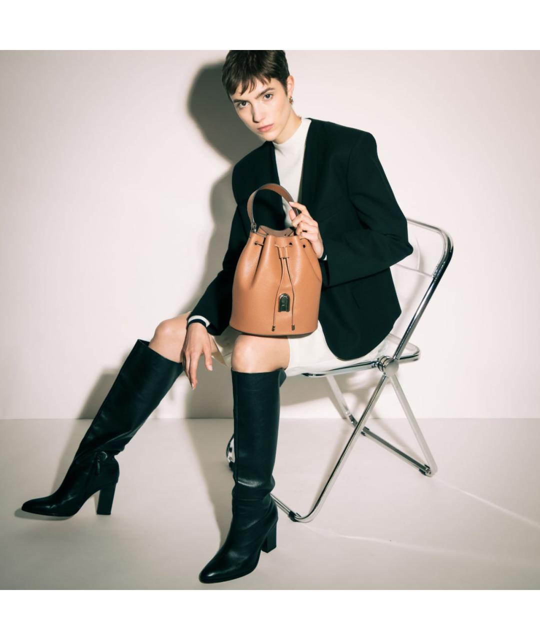 FURLA Коричневая кожаная сумка через плечо, фото 3