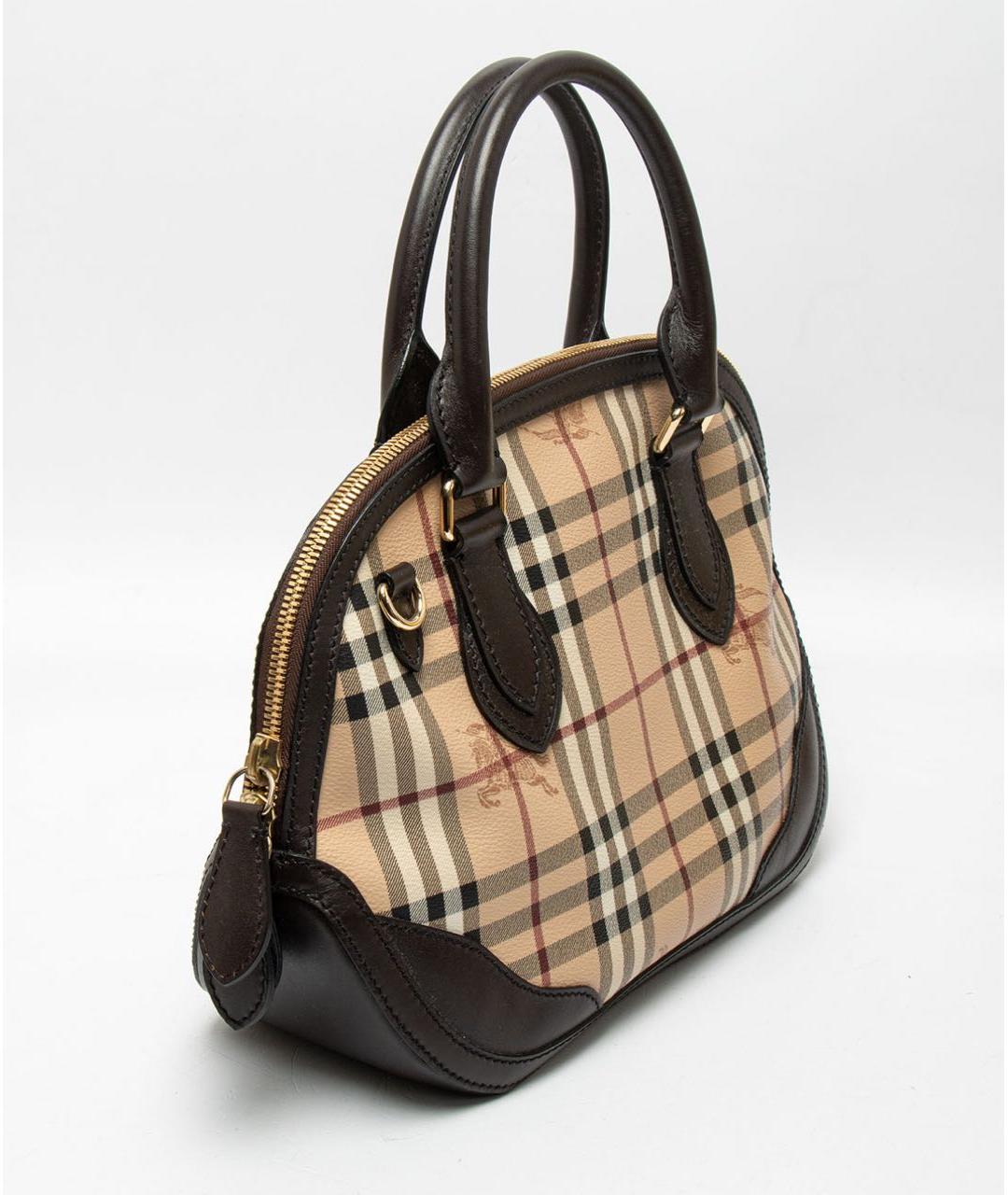 BURBERRY Коричневая кожаная сумка с короткими ручками, фото 3