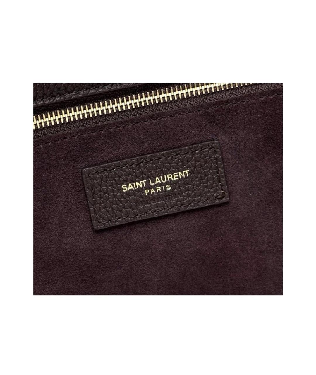 SAINT LAURENT Коричневая кожаная сумка тоут, фото 5