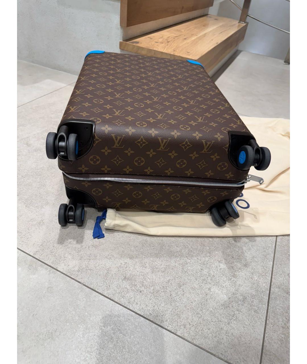 LOUIS VUITTON Коричневый кожаный чемодан, фото 3