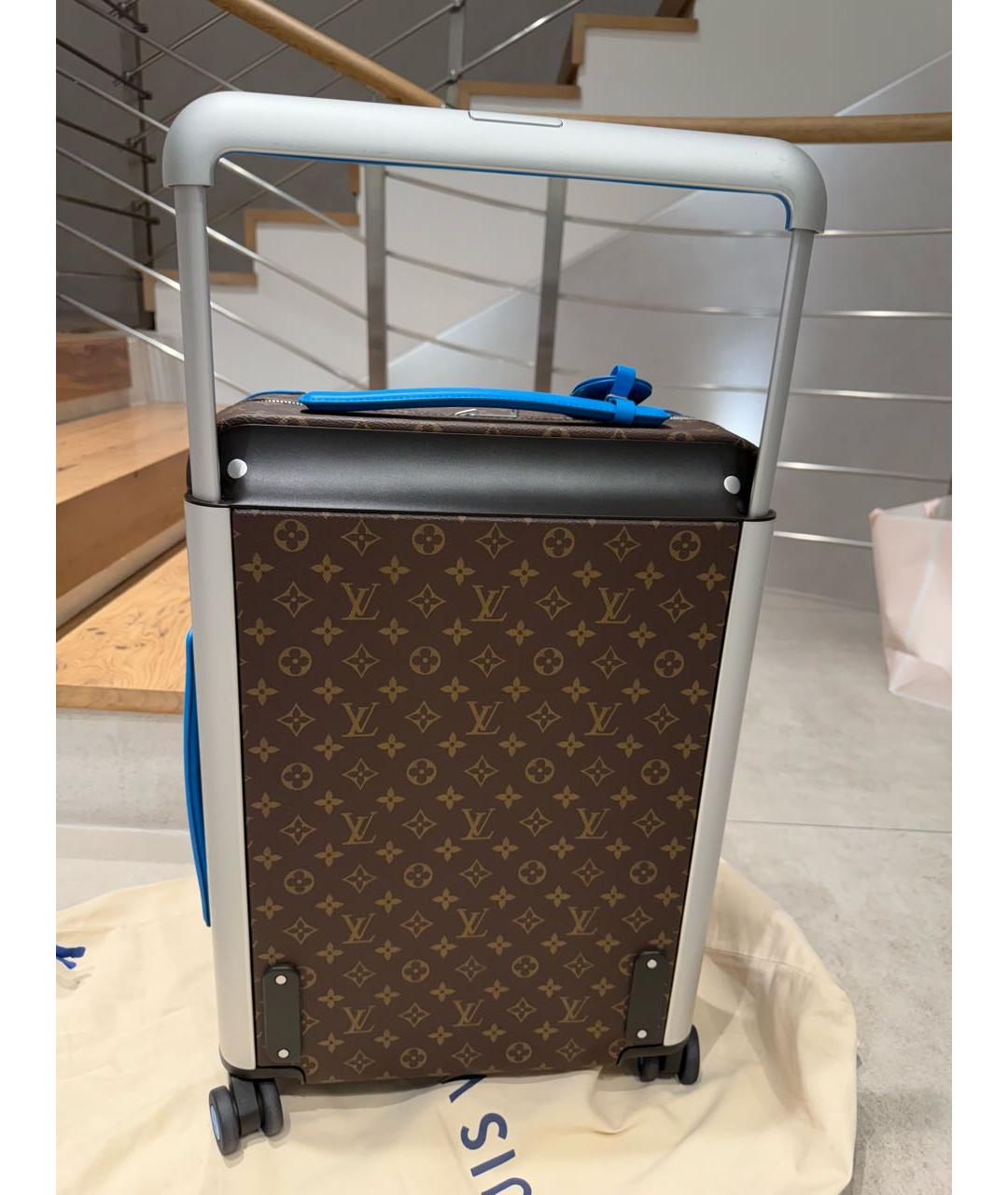 LOUIS VUITTON Коричневый кожаный чемодан, фото 2