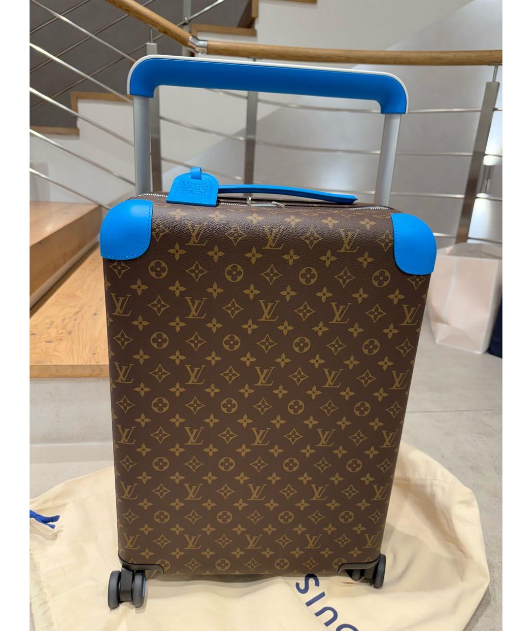LOUIS VUITTON Коричневый кожаный чемодан, фото 5