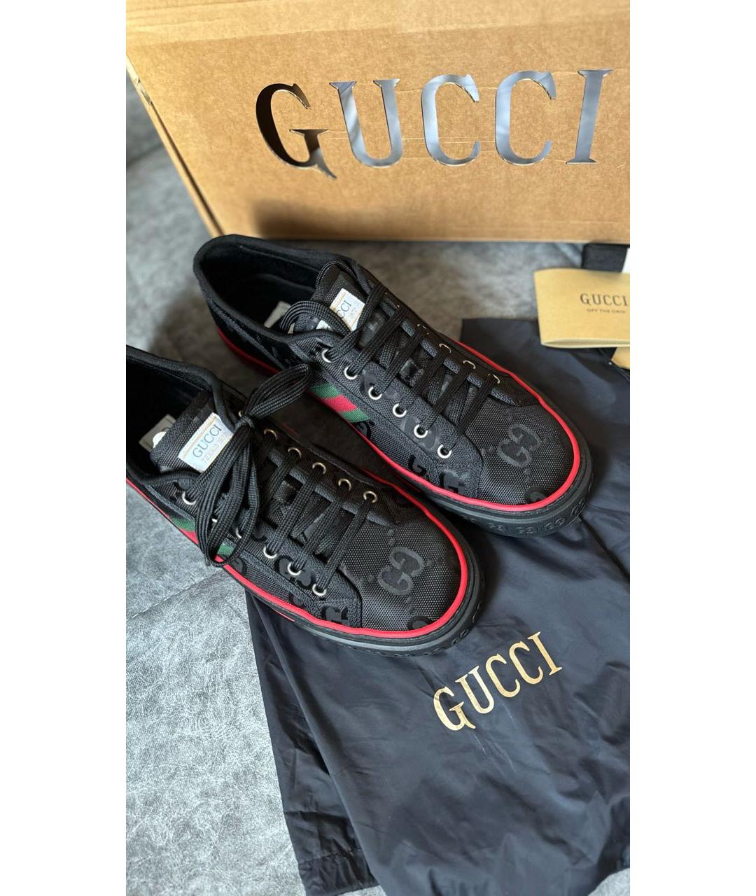 GUCCI Черные текстильные низкие кроссовки / кеды, фото 7