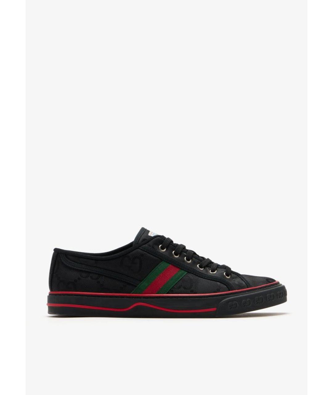 GUCCI Черные текстильные низкие кроссовки / кеды, фото 9