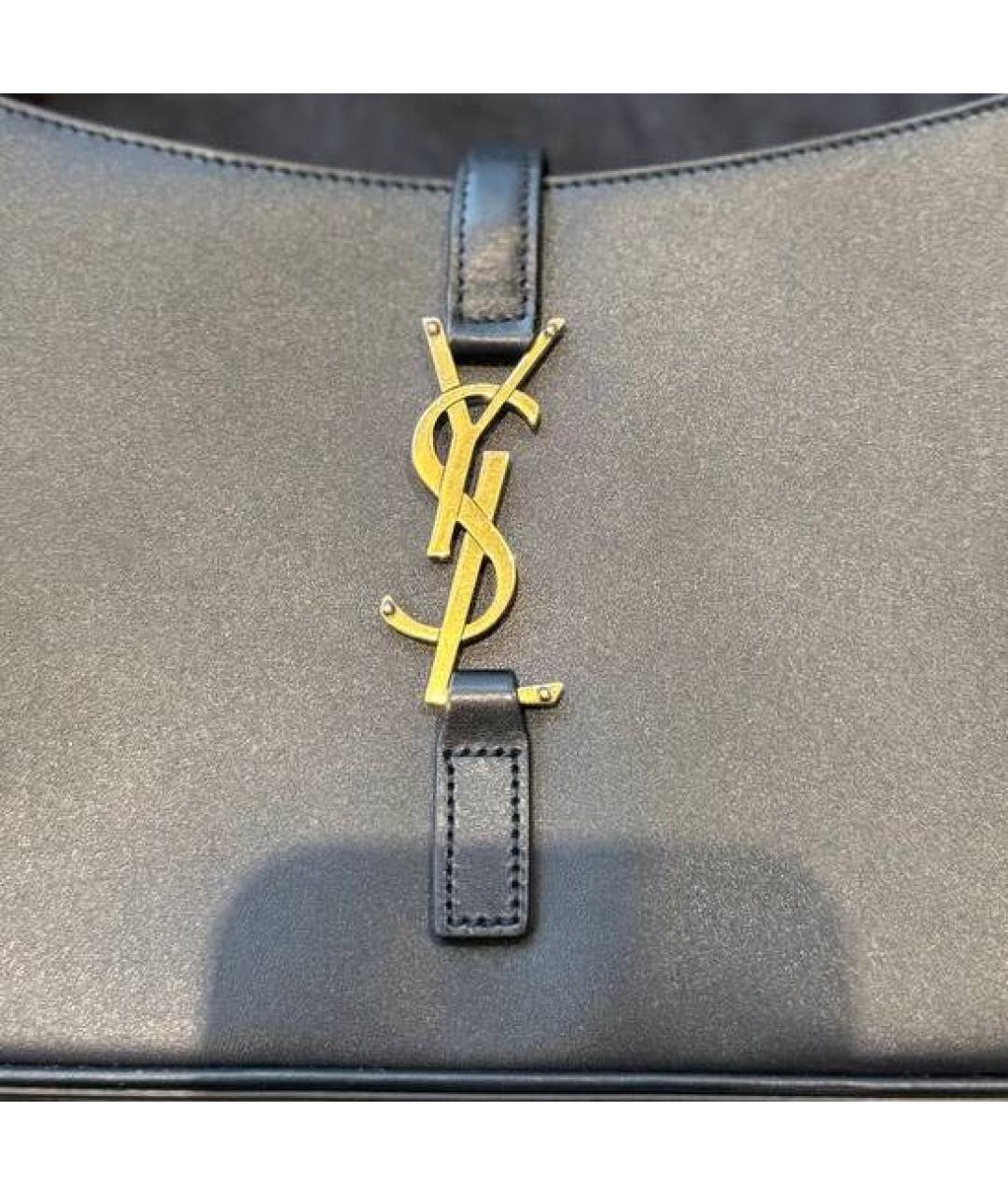 SAINT LAURENT Черная кожаная сумка с короткими ручками, фото 3