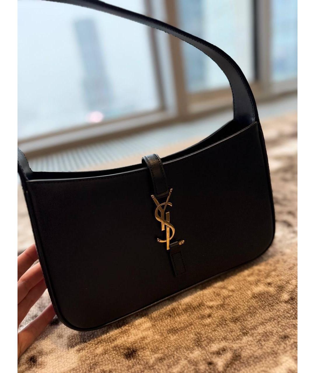 SAINT LAURENT Черная кожаная сумка с короткими ручками, фото 2