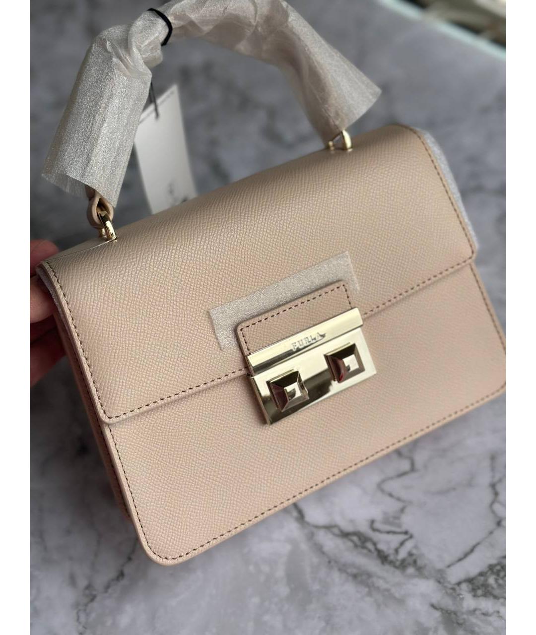 FURLA Розовая кожаная сумка с короткими ручками, фото 7