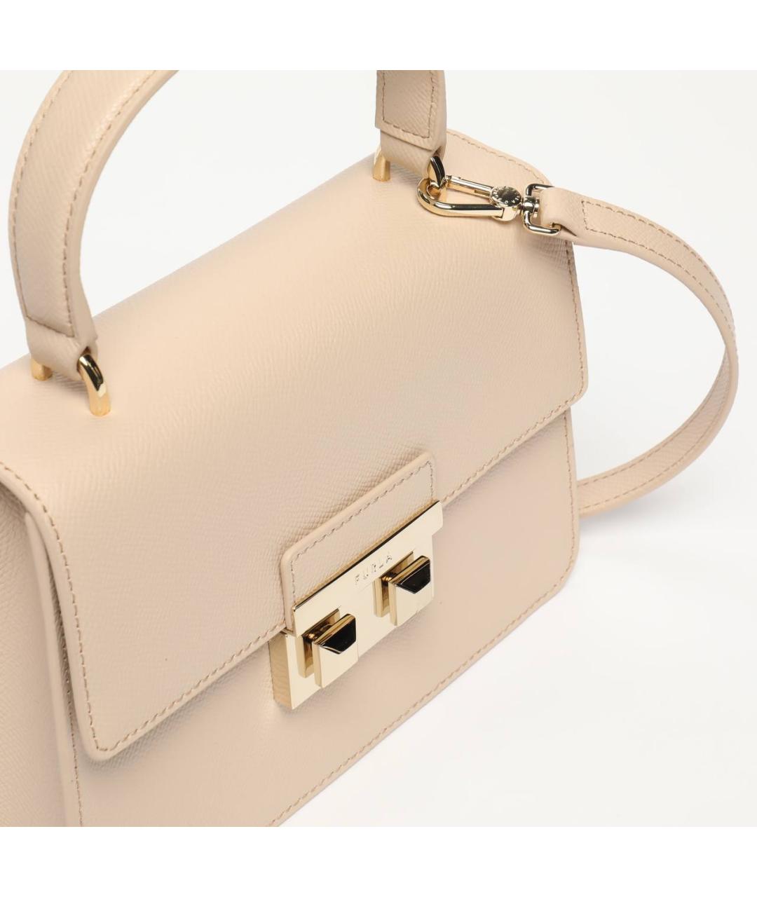 FURLA Розовая кожаная сумка с короткими ручками, фото 3