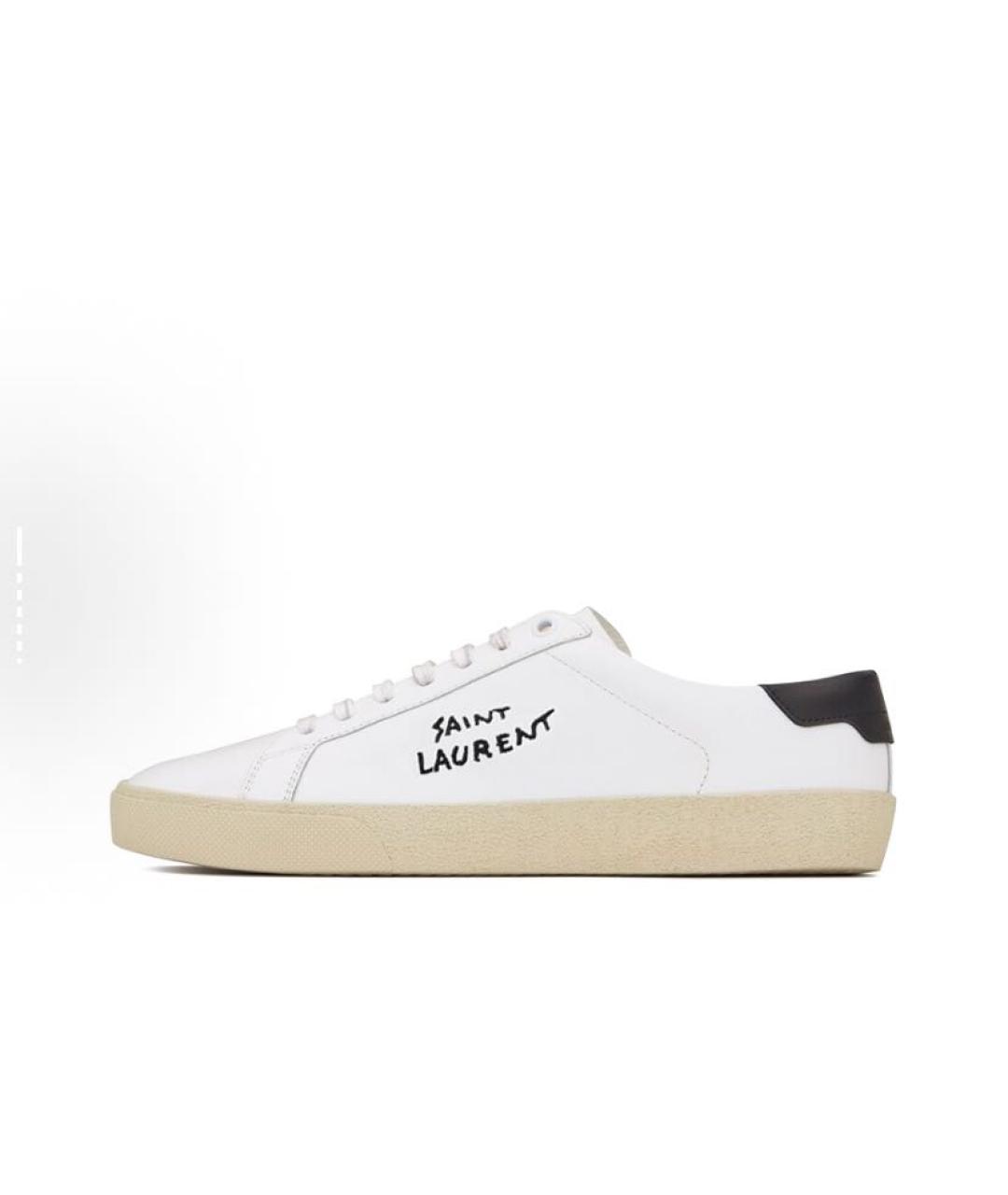 SAINT LAURENT Бежевые кожаные низкие кроссовки / кеды, фото 4