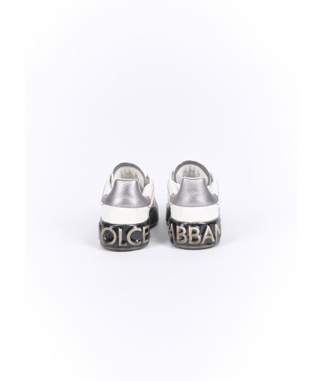 DOLCE&GABBANA Белые кожаные кеды, фото 4