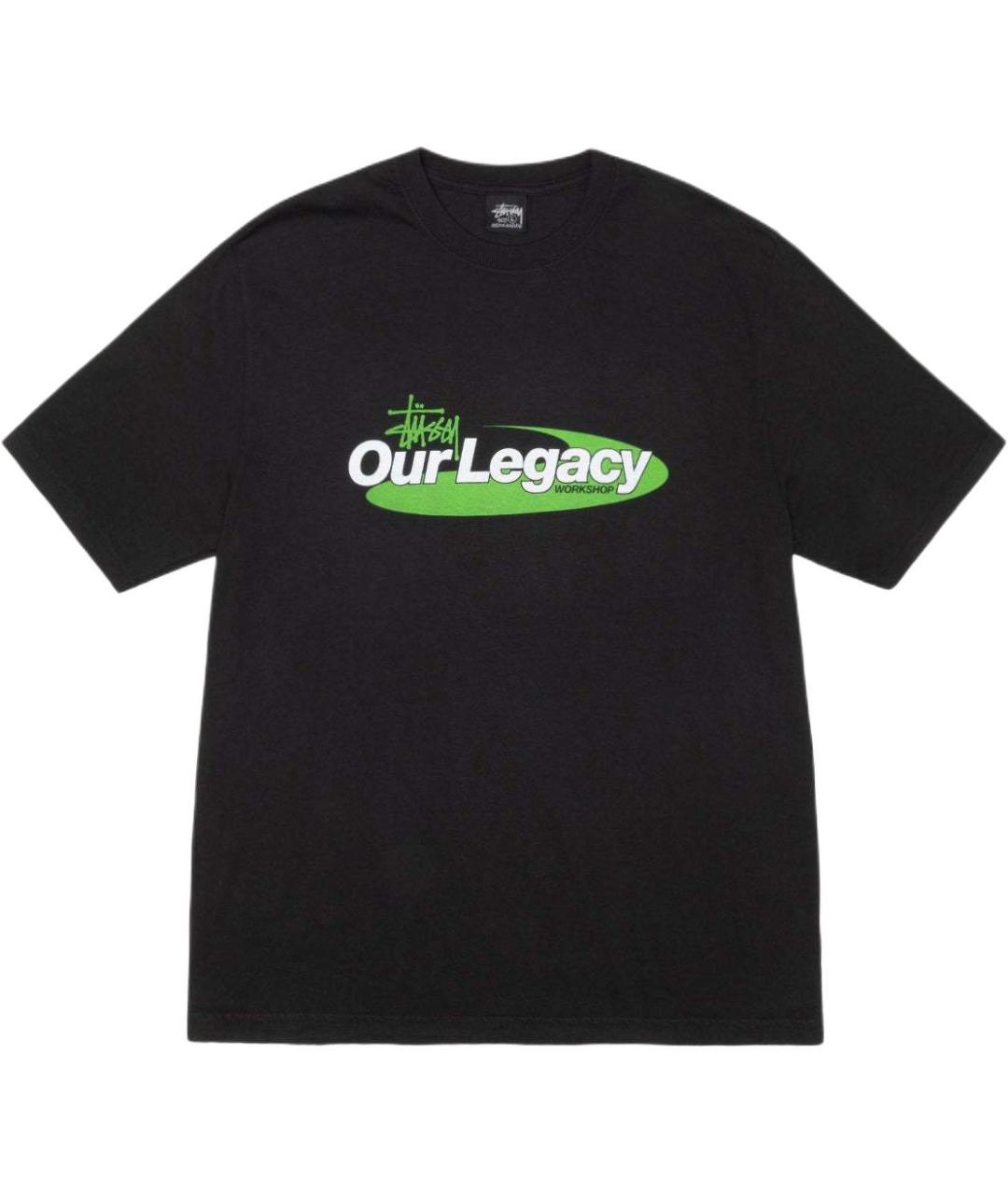 STUSSY Черная хлопковая футболка, фото 1