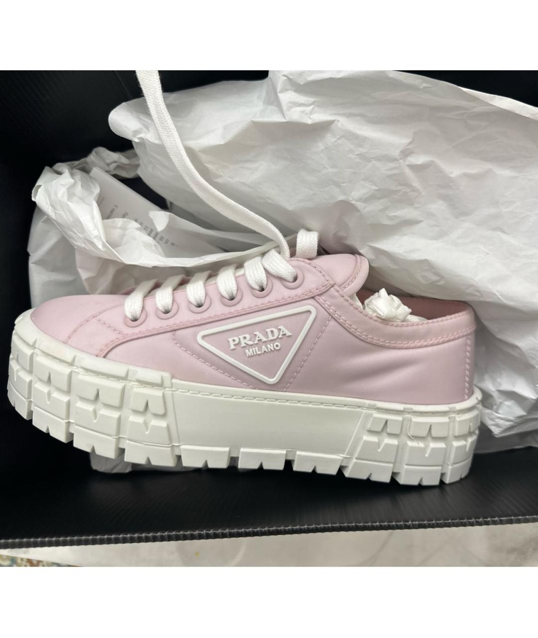 PRADA Розовые текстильные кеды, фото 4