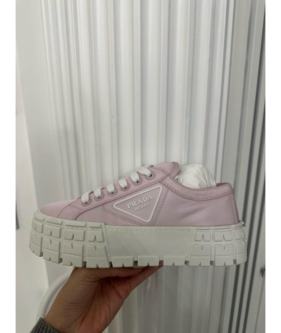 PRADA Розовые текстильные кеды, фото 8