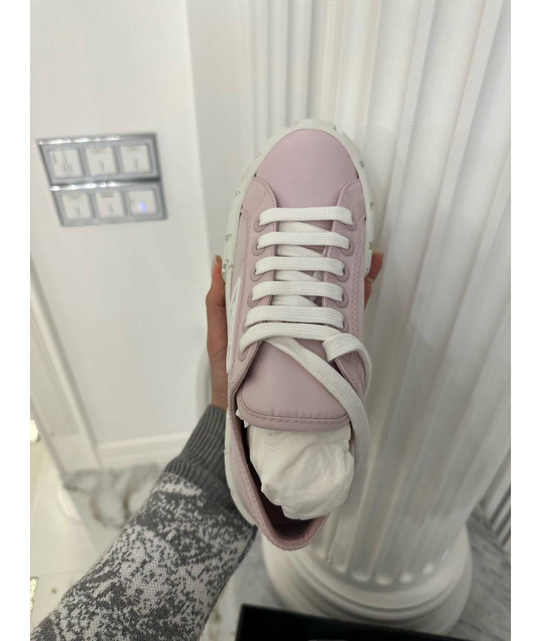 PRADA Розовые текстильные кеды, фото 3