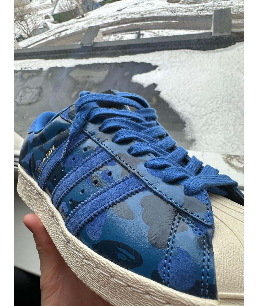 A BATHING APE Синие кожаные низкие кроссовки / кеды, фото 3