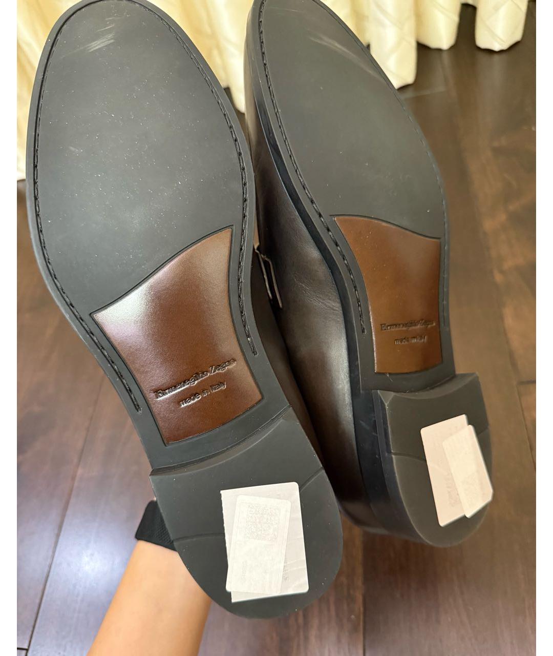 ERMENEGILDO ZEGNA XXX Коричневые кожаные лоферы, фото 3