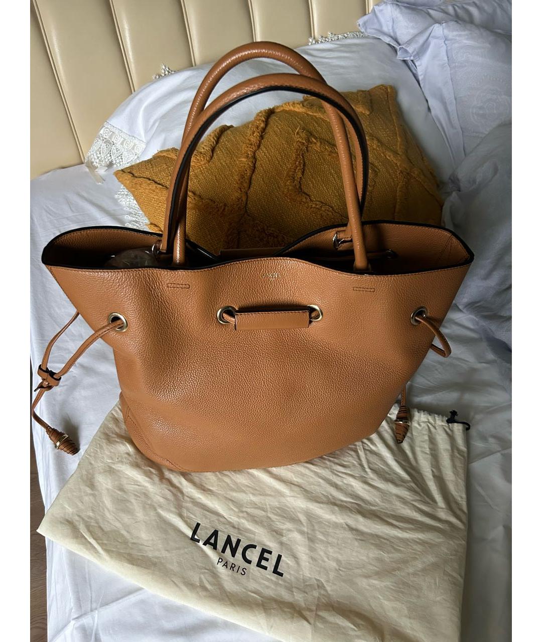 LANCEL Коричневая кожаная сумка тоут, фото 2