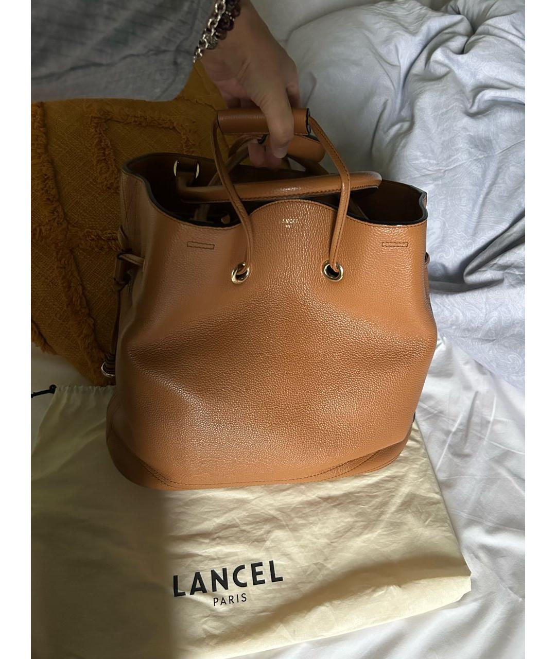 LANCEL Коричневая кожаная сумка тоут, фото 7