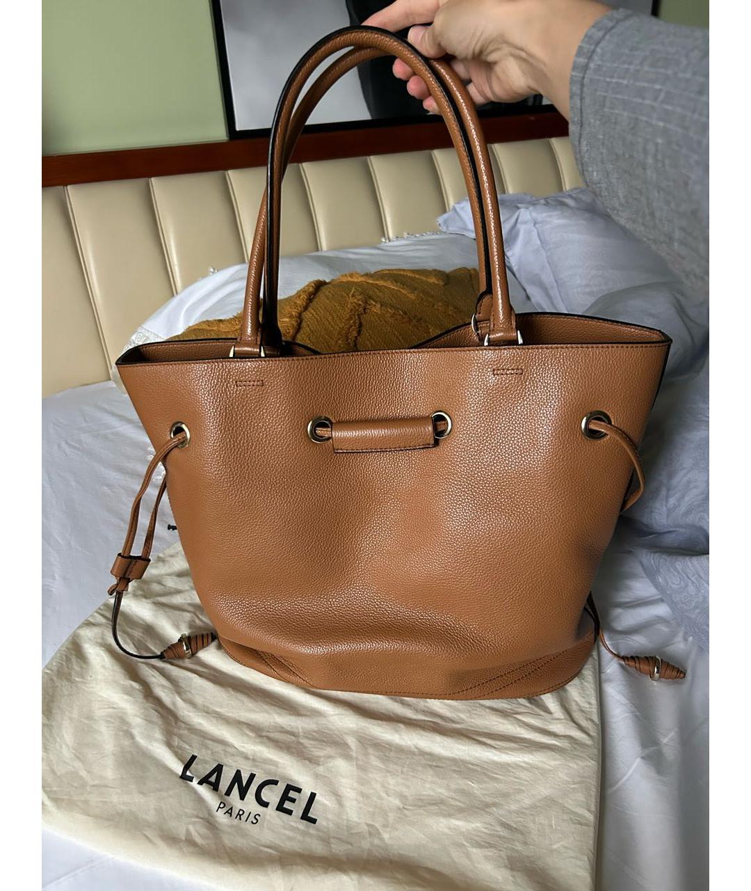 LANCEL Коричневая кожаная сумка тоут, фото 8