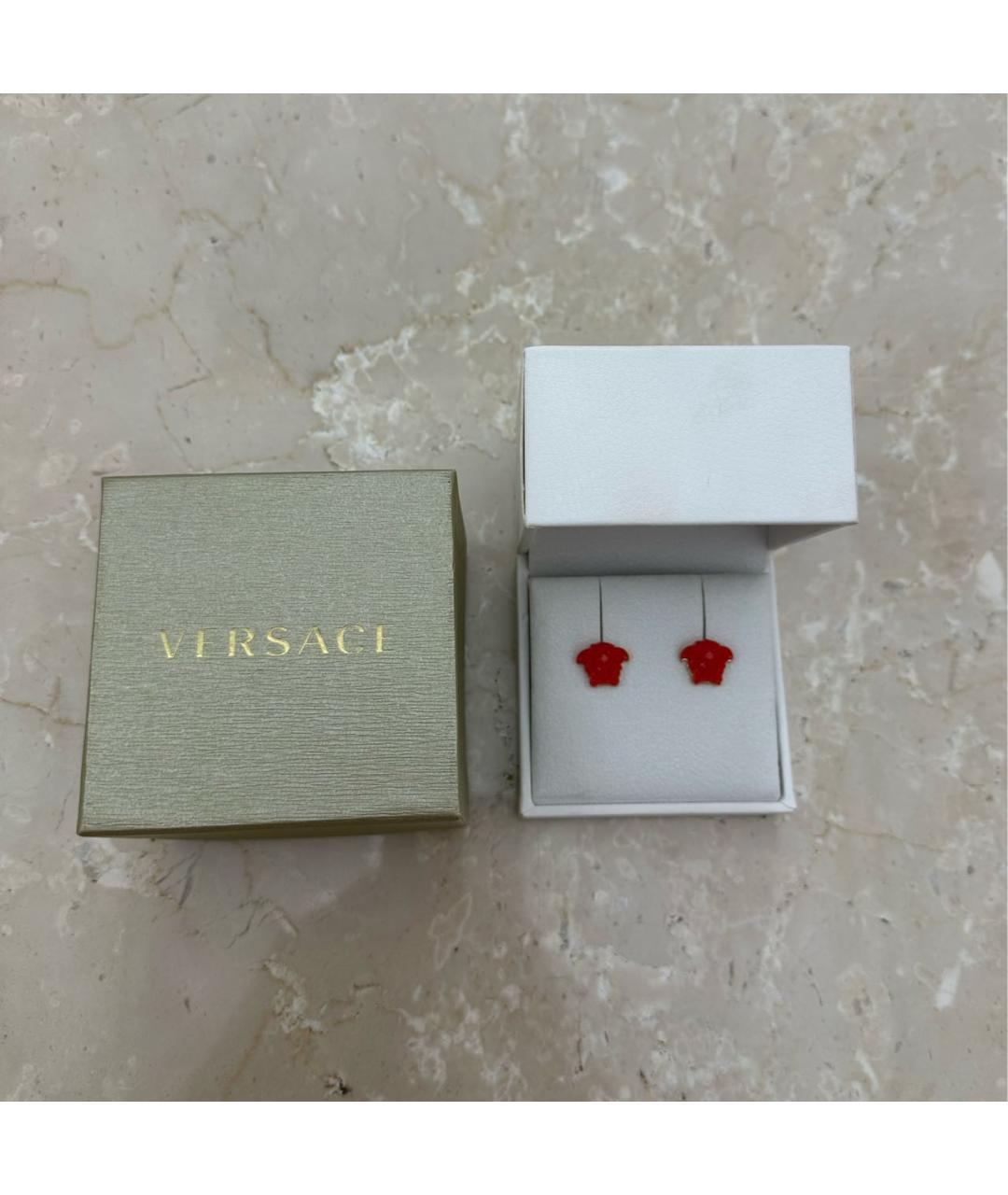 VERSACE Оранжевое латунные серьги, фото 4