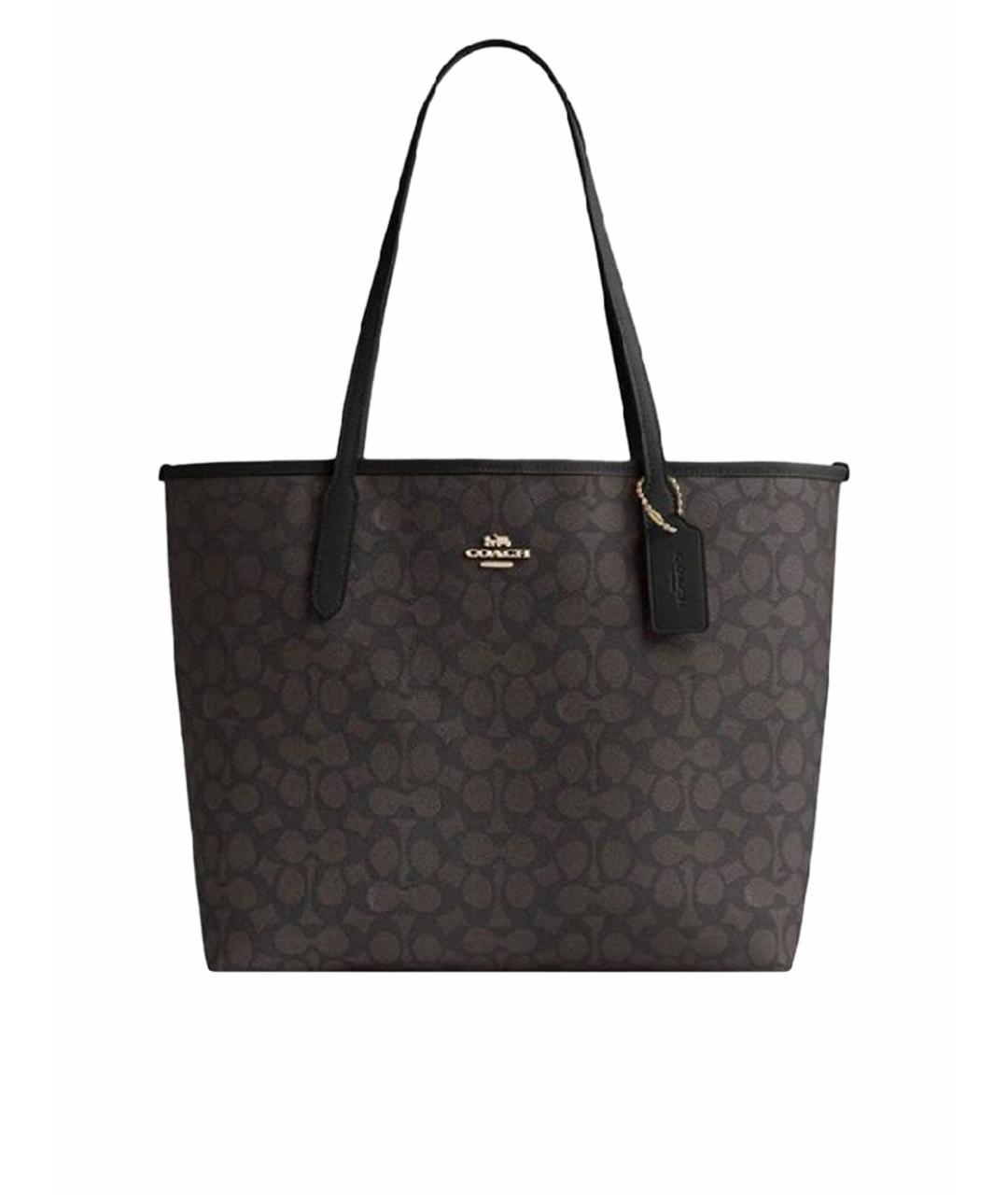 COACH Черная кожаная сумка тоут, фото 1