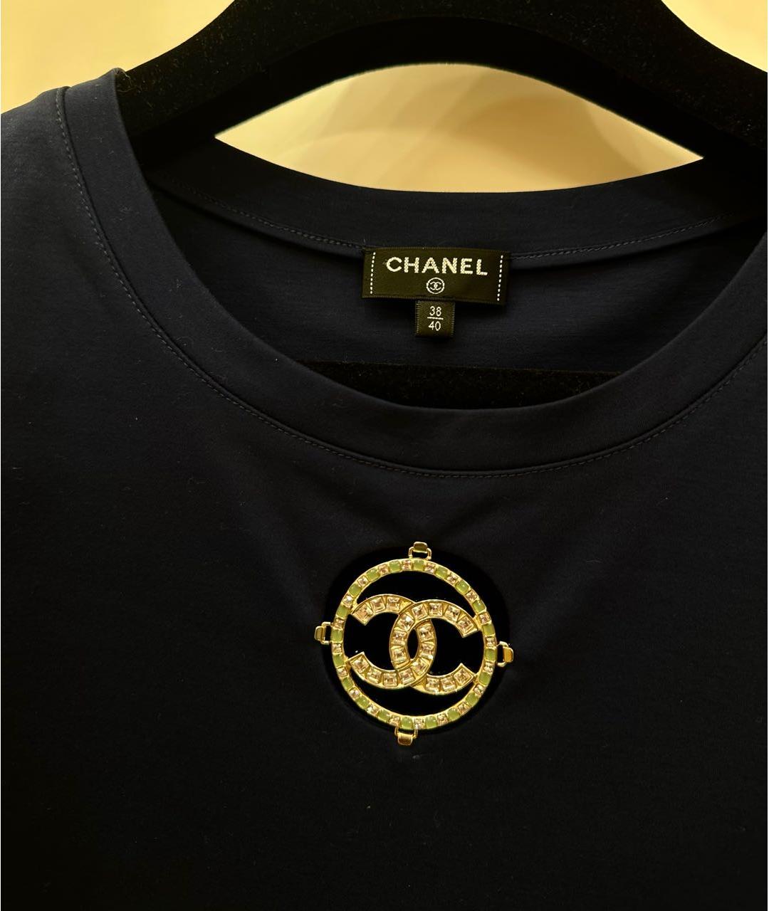 CHANEL Темно-синяя хлопковая футболка, фото 6