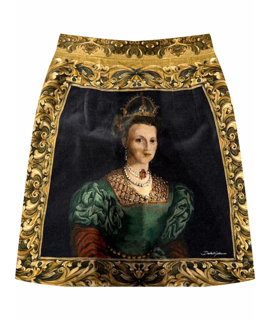 DOLCE&GABBANA Горчичная хлопковая юбка мини, фото 1