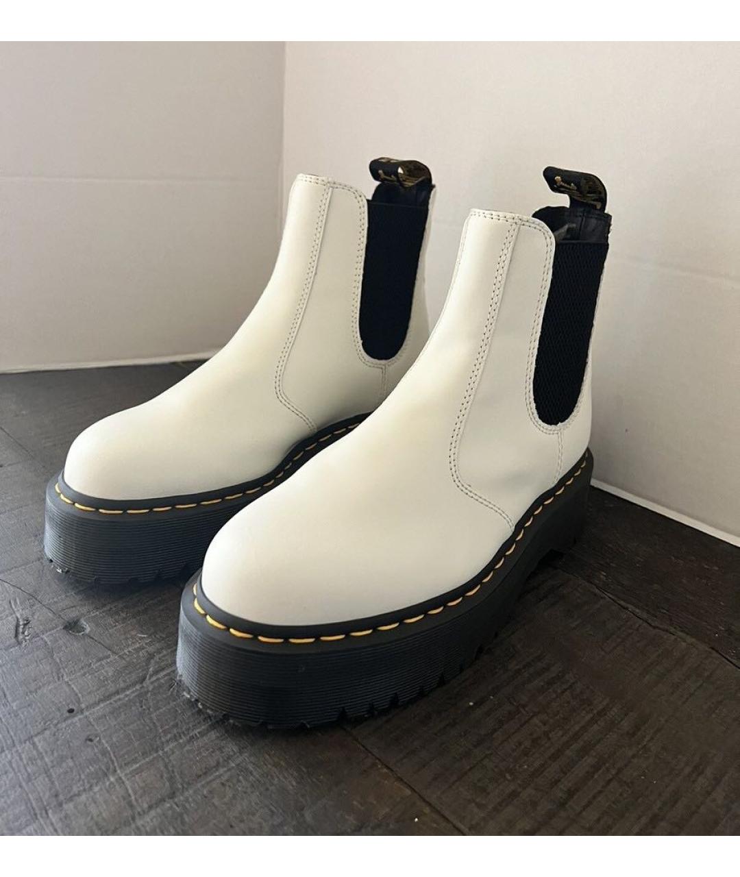 DR. MARTENS Белые кожаные ботинки, фото 2
