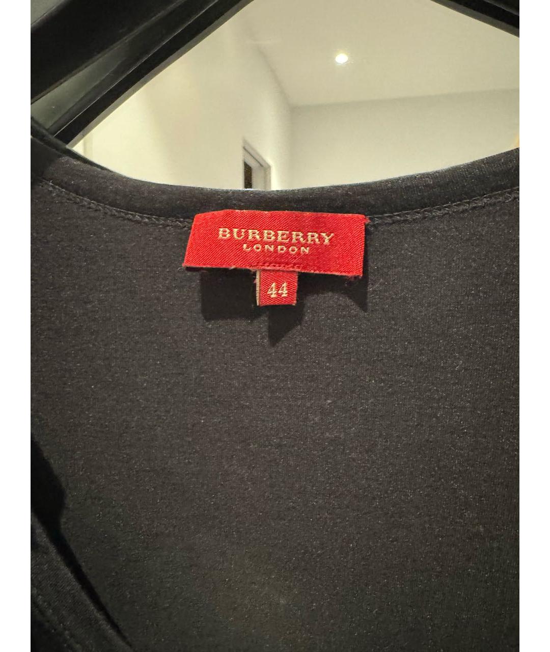 BURBERRY Черная хлопко-эластановая футболка, фото 3