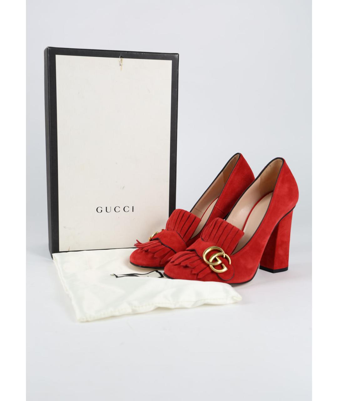 GUCCI Красные замшевые туфли, фото 6