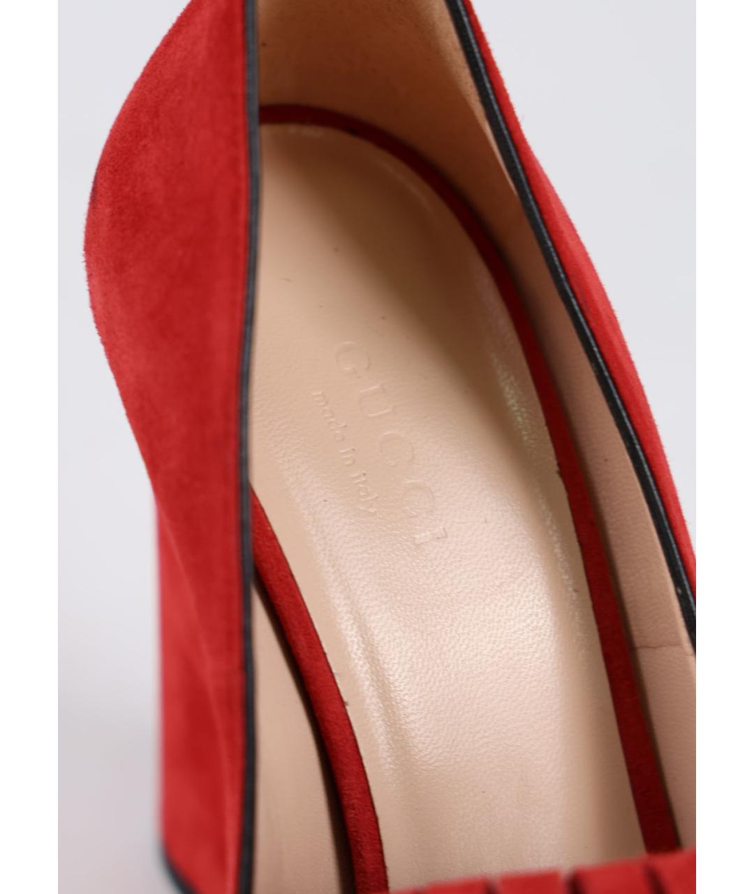 GUCCI Красные замшевые туфли, фото 5