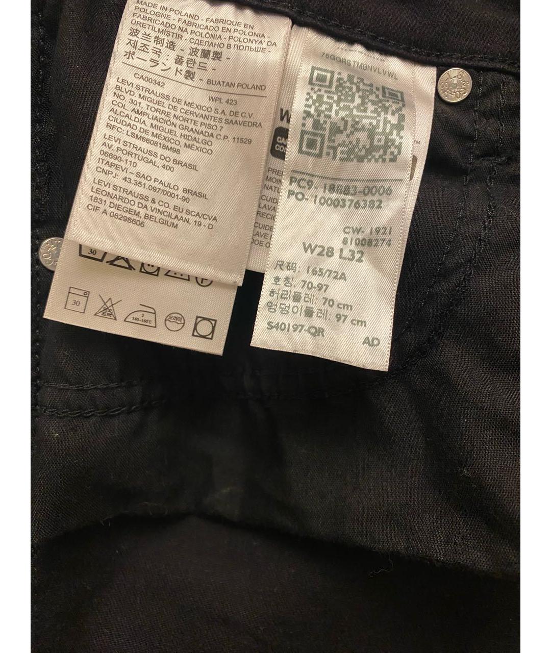 LEVI'S Черные хлопковые прямые джинсы, фото 4