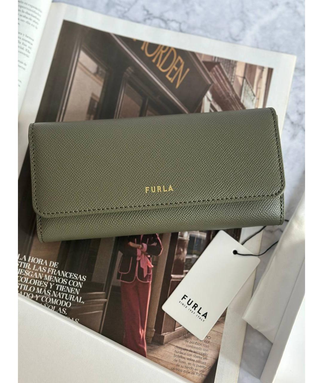 FURLA Хаки кожаный кошелек, фото 4
