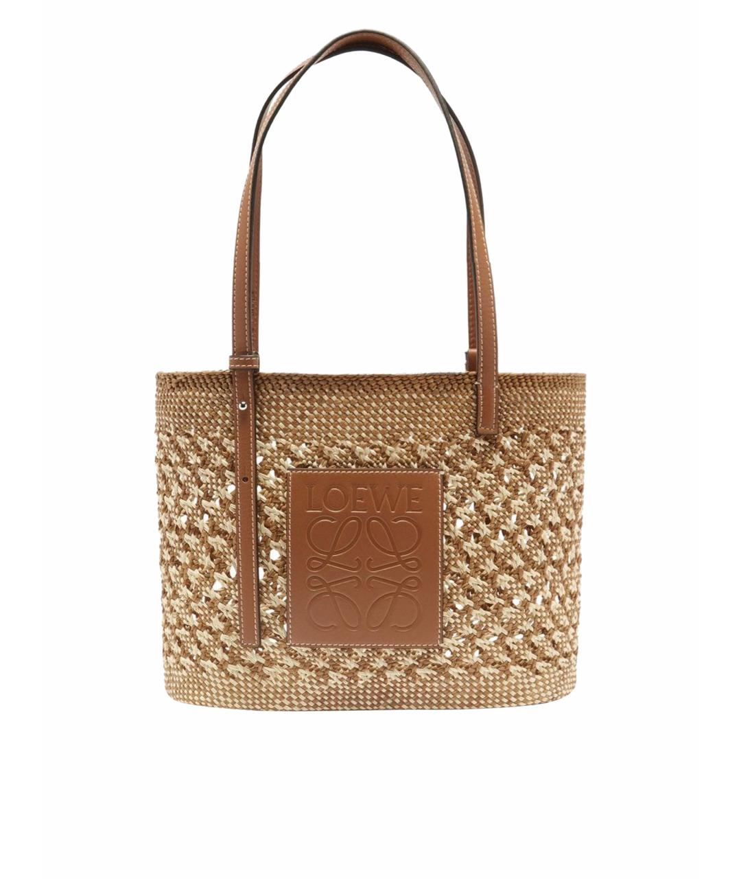 LOEWE Коричневая пелетеная пляжная сумка, фото 1