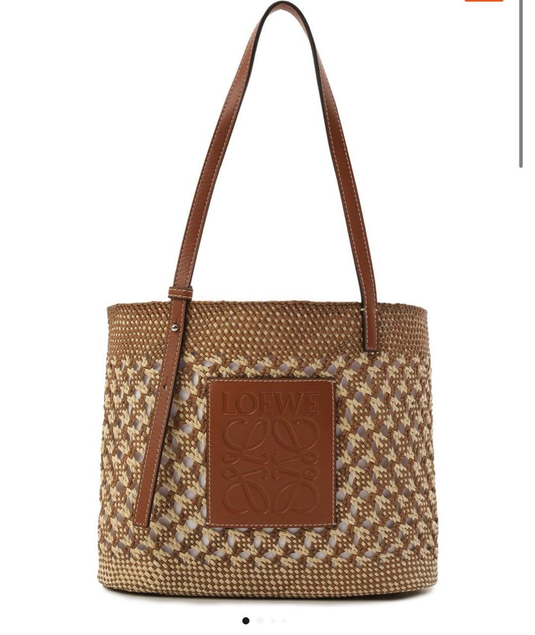 LOEWE Коричневая пелетеная пляжная сумка, фото 3