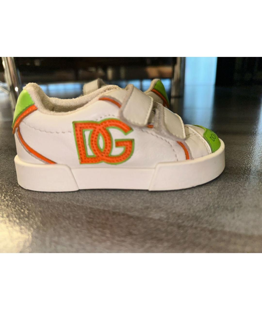 DOLCE & GABBANA KIDS Белые кожаные кеды, фото 5