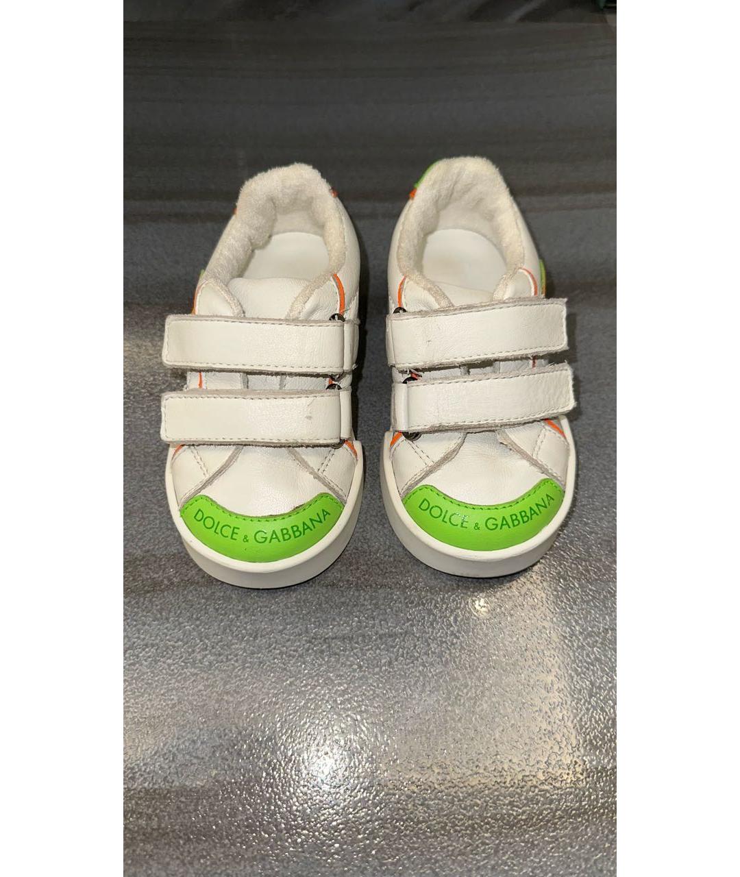 DOLCE & GABBANA KIDS Белые кожаные кеды, фото 2