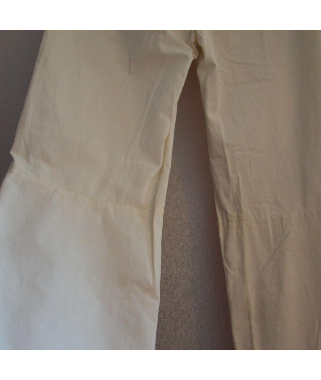 HELMUT LANG Белые хлопковые прямые брюки, фото 5