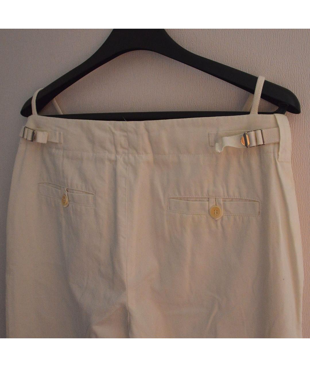 HELMUT LANG Белые хлопковые прямые брюки, фото 4