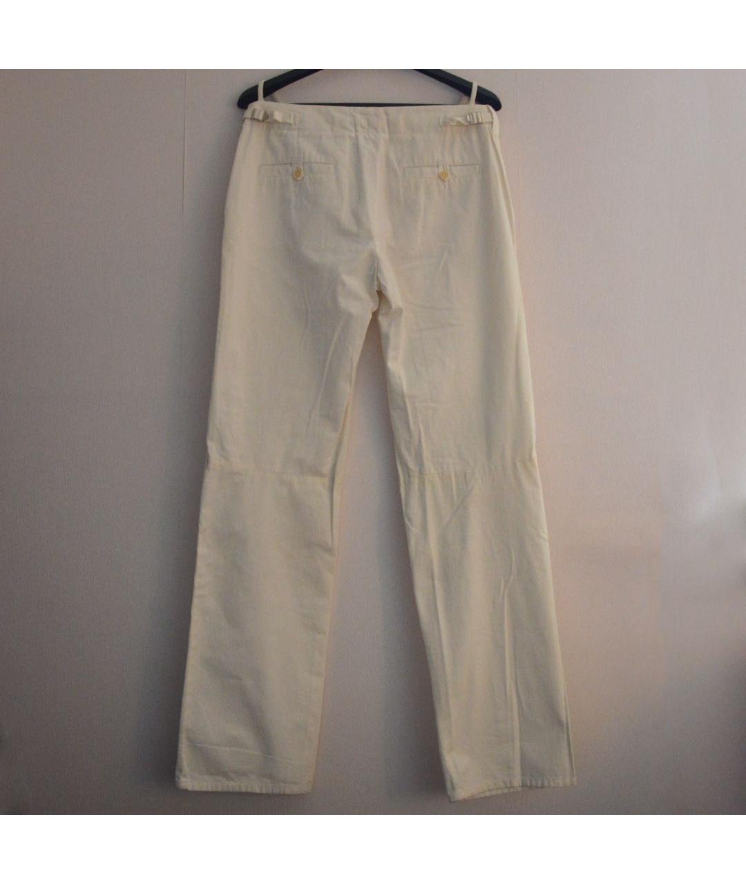 HELMUT LANG Белые хлопковые прямые брюки, фото 2
