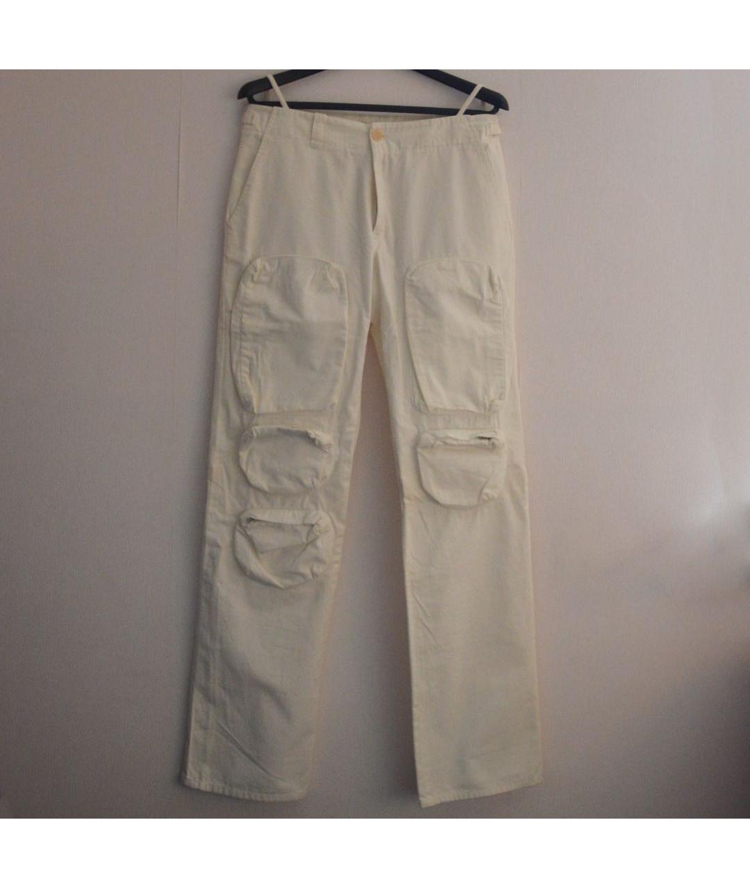 HELMUT LANG Белые хлопковые прямые брюки, фото 9