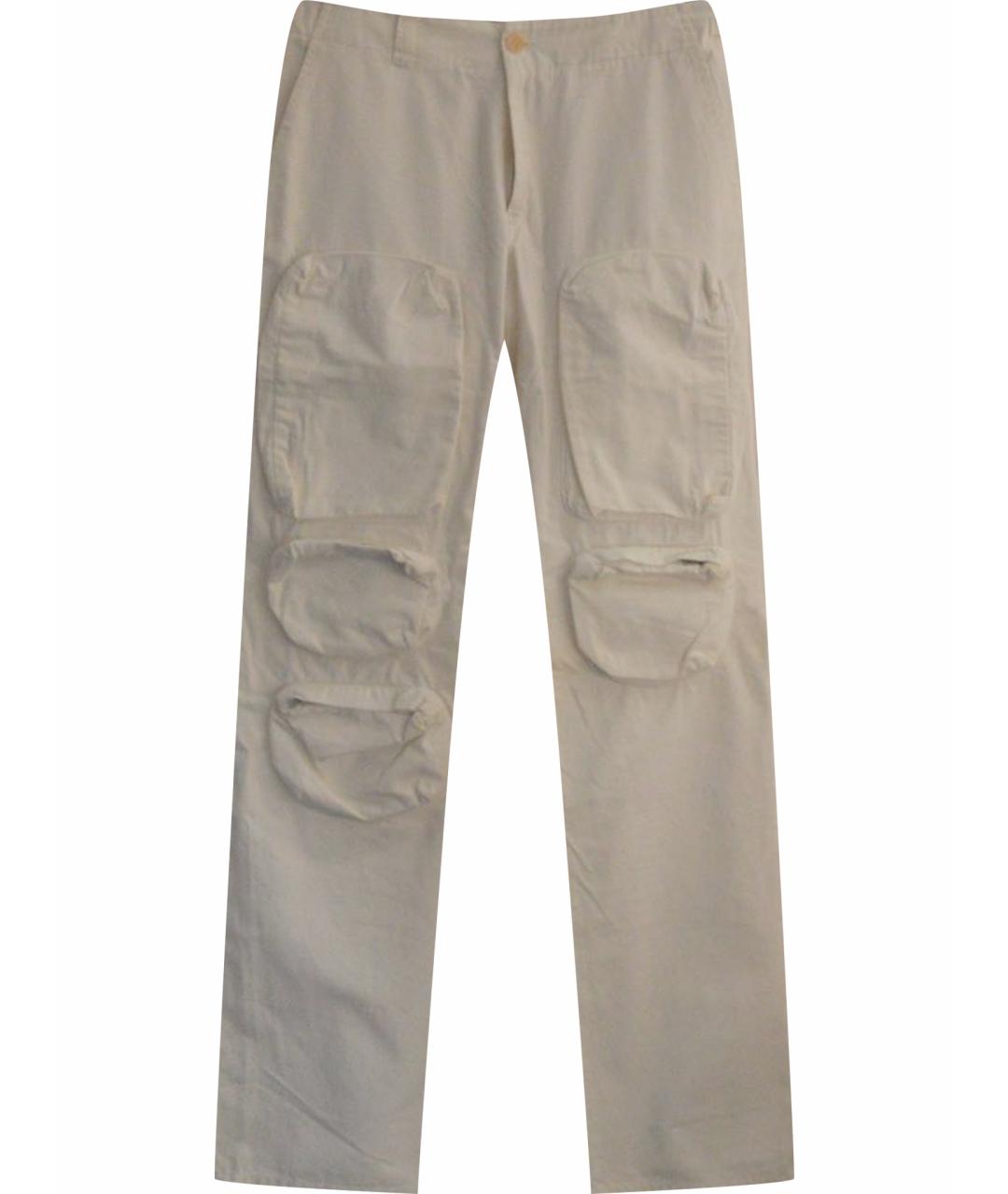HELMUT LANG Белые хлопковые прямые брюки, фото 1