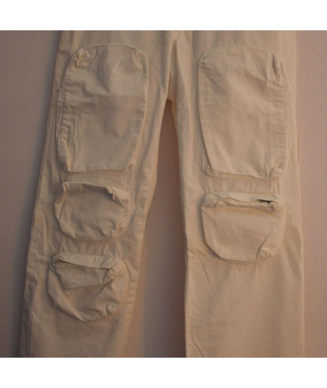 HELMUT LANG Белые хлопковые прямые брюки, фото 3
