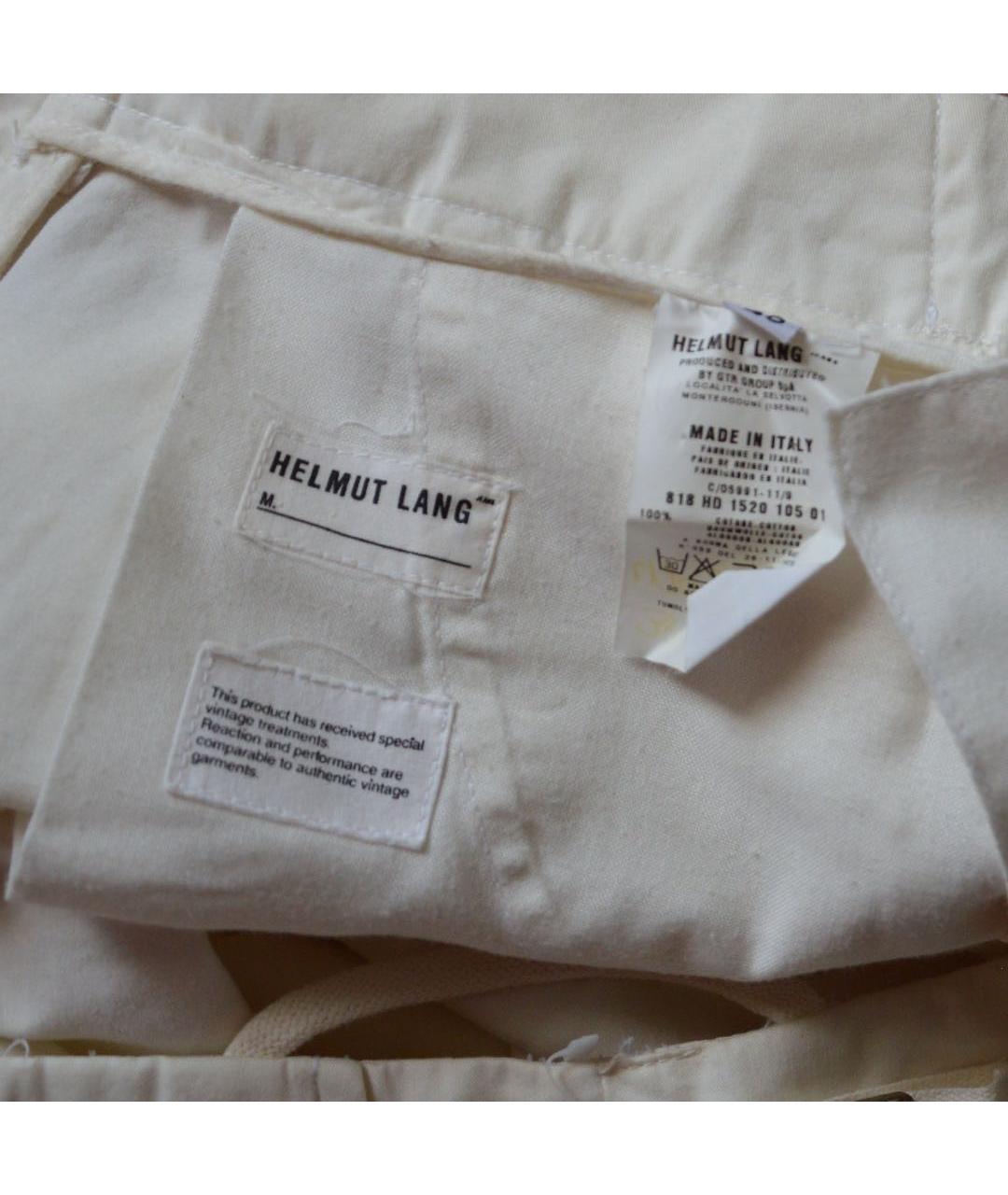 HELMUT LANG Белые хлопковые прямые брюки, фото 8