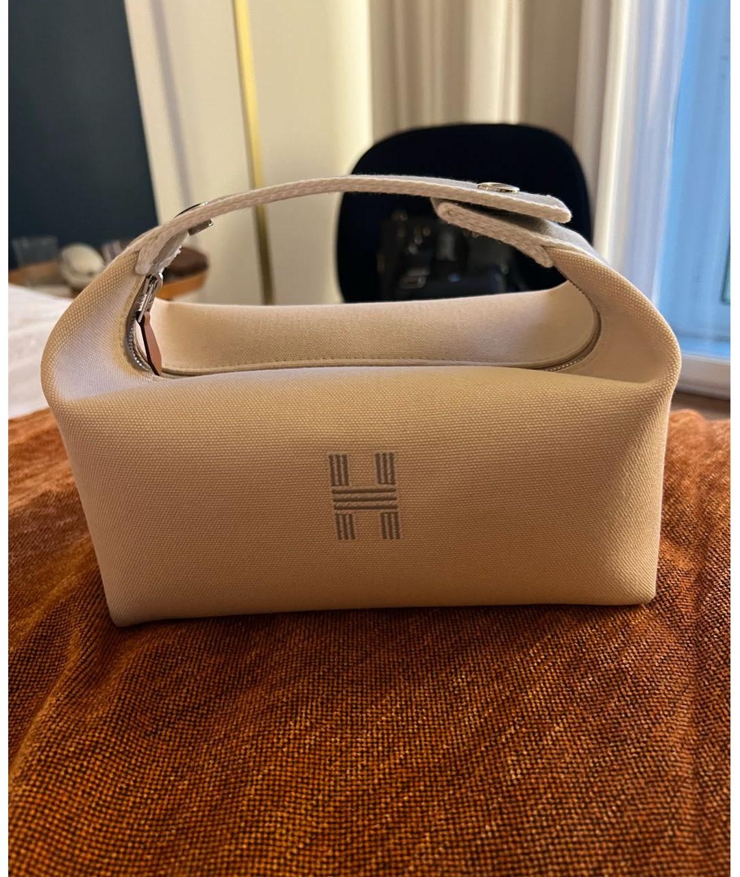 HERMES Бежевая косметичка, фото 6