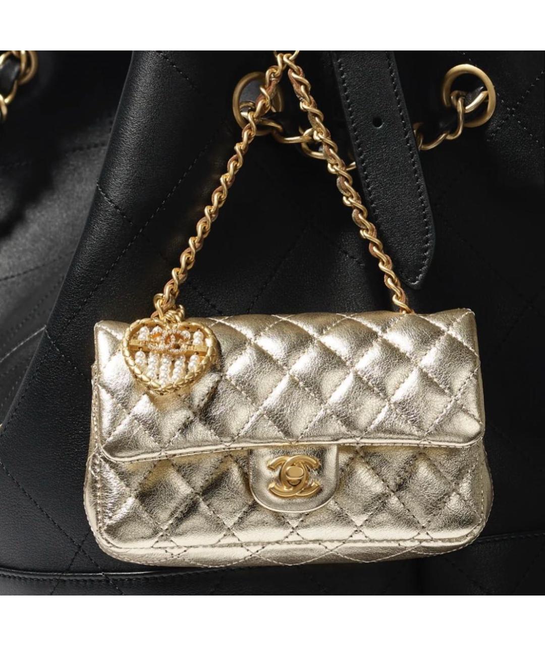CHANEL Золотая кожаная сумка через плечо, фото 4